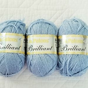 Patons Brilliant Blue Shimmer Metallic Yarn 166 Yds/1.75 OZ Each Lot Of 3